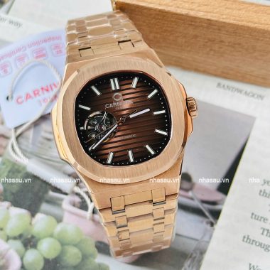 ĐỒNG HỒ CARNIVAL 8128G Rosegold mặt nâu