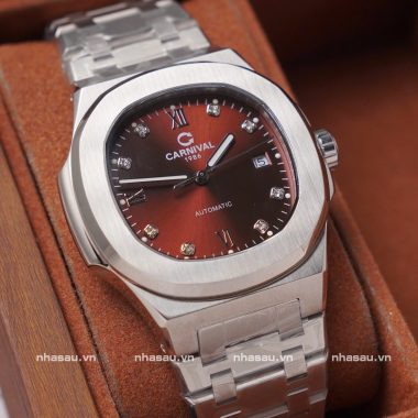 Đồng hồ Carnival Nam 8160G Bạc mặt nâu