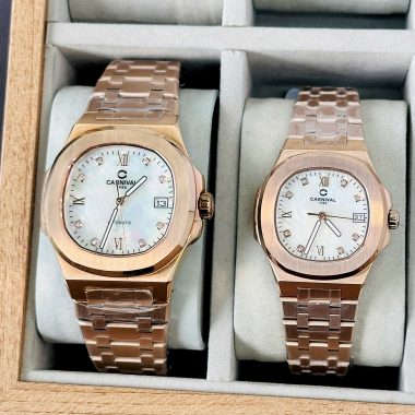 Đồng Hồ Carnival Couple 8160G Nam – 8160L Nữ Mặt Xà Cừ Trắng