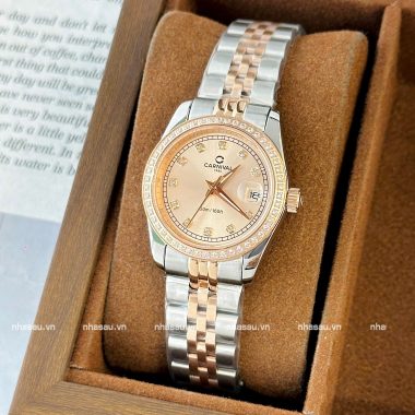 Đồng Hồ Carnival – Nữ 8131L2 Demi RoseGold Mặt Be Viền Đá