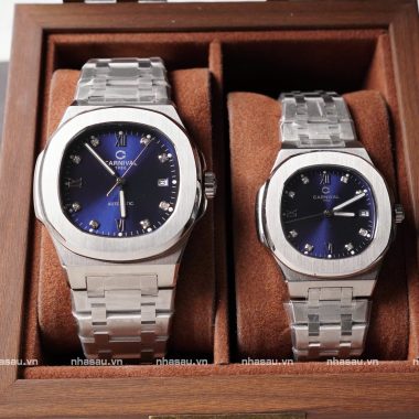 Đồng Hồ Couple Carnival Nam 8160G - Nữ 8160L Mặt Xanh Dương