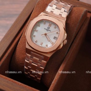 Đồng Hồ Nữ Carnival 8160L Rosegold Mặt Xà Cừ Trắng