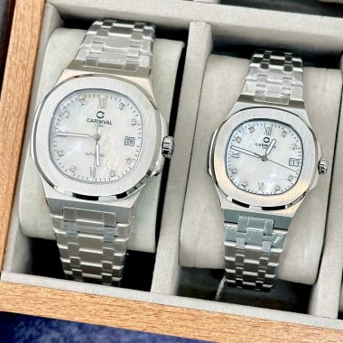Đồng Hồ Carnival Couple 8160G Nam – 8160L Nữ Mặt Xà Cừ Trắng