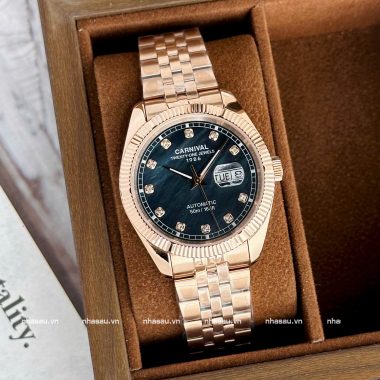 ĐỒNG HỒ CARNIVAL 8131G ROSEGOLD MẶT XÀ CỪ ĐEN