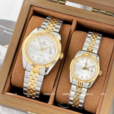 Đồng Hồ Carnival Couple 8190G Nam – 8131L Nữ Demi Gold Mặt Trắng