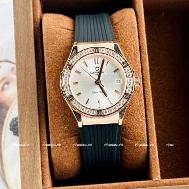 Đồng Hồ Nữ Carnival 8168L2 Mặt Trắng Viền Đá
