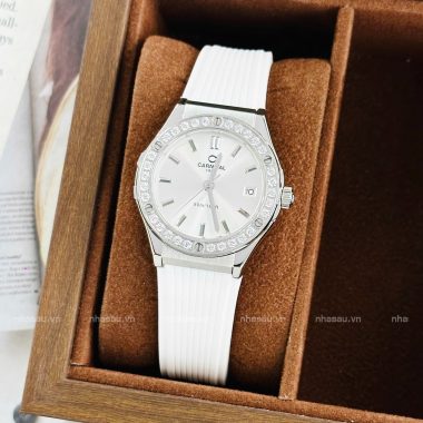 Đồng Hồ Nữ Carnival 8168L2 Mặt Trắng Viền Đá