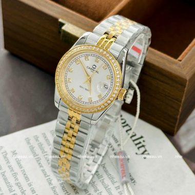 Đồng Hồ Carnival – Nữ 8131L2 Demi Gold Mặt Trắng Viền Đá