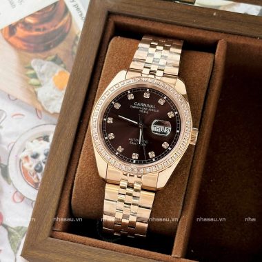 Đồng Hồ 8131G2-VH- Nâu Rosegold đính đá