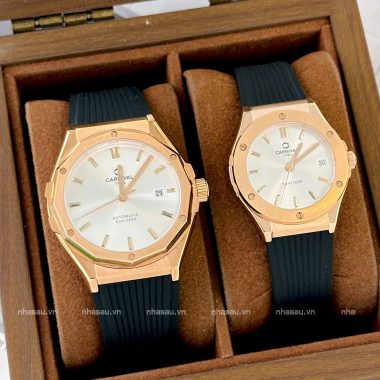 Đồng Hồ Couple Carnival 8168G Nam – Carnvial 8168L Nữ Rosegold Mặt Trắng