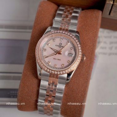 Đồng Hồ Carnival – Nữ 8131L2 Demi RoseGold Mặt Xà Cừ Hồng Viền Đá