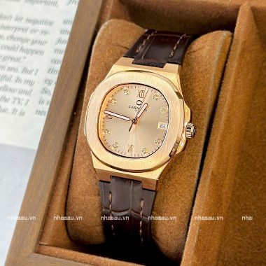Đồng Hồ Nữ Carnival 8160L Dây Da Nâu RoseGold Mặt Be