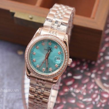 Đồng Hồ Carnival – Nữ 8131L2 RoseGold Mặt Tiffany Viền Đá