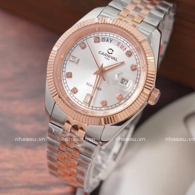 Đồng Hồ Carnival Nam 8190G Demi RoseGold Mặt Trắng