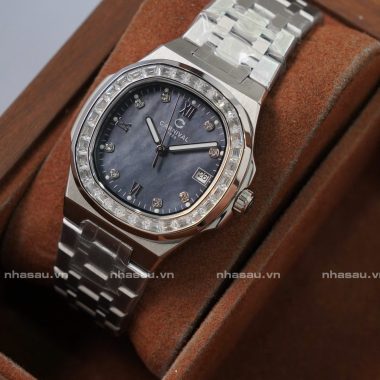 Đồng Hồ Carnival – Nữ 8160L2 Mặt Xà Cừ Đen Viền Đá