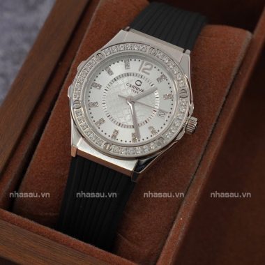 Đồng Hồ Nữ Carnival 8173L2 Mặt Trắng Viền Đá