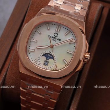 Đồng Hồ Carnival – Nam 8110G Rosegold Mặt Xà Cừ Trắng