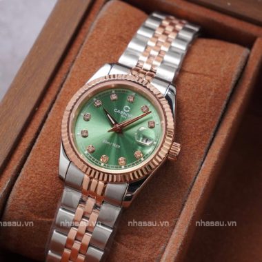 Đồng Hồ Carnival – Nữ 8131L Demi RoseGold Mặt Xanh Lá