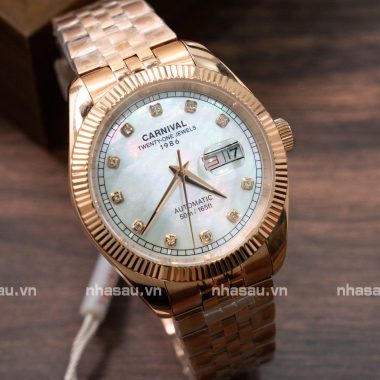 ĐỒNG HỒ CARNIVAL 8131G ROSEGOLD MẶT XÀ CỪ TRẮNG