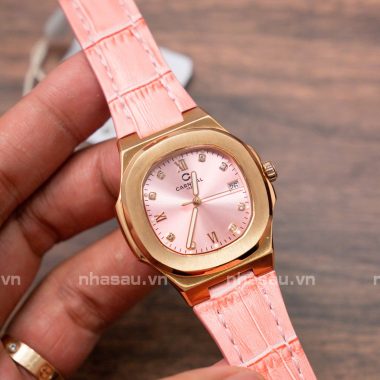 Đồng Hồ Nữ Carnival 8160L Dây Da RoseGold Mặt Hồng