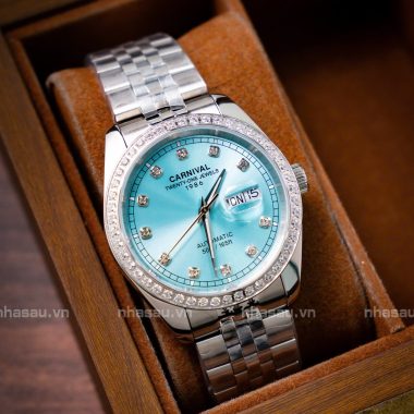 Đồng Hồ Carnival Nam 8131G2 Mặt Tiffany Viền Đá