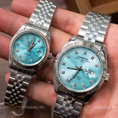 Đồng Hồ Cặp Carnival Nam 8131G – Nữ 8131L Mặt Tiffany
