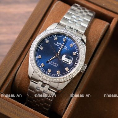 Đồng Hồ Carnival Nam 8131G2 Mặt Xanh Viền Đá