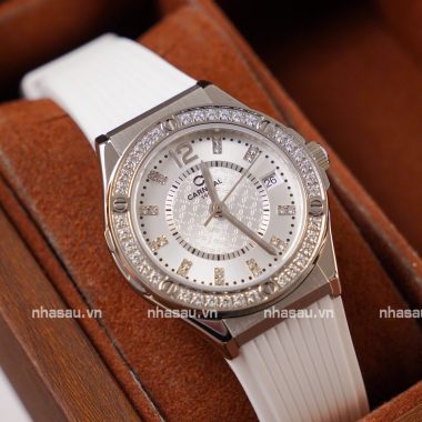 Đồng Hồ Nữ Carnival 8173L2 Mặt Trắng Viền Đá