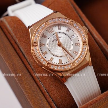 Đồng Hồ Nữ Carnival 8173L2 Viền Rosegold Mặt Trắng Viền Đá
