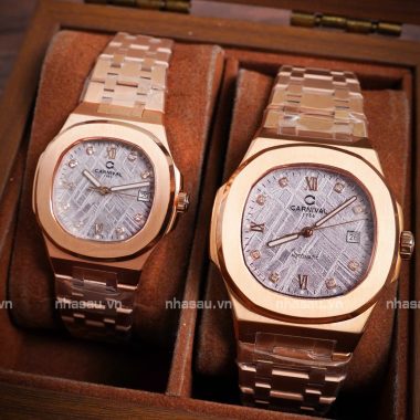 Đồng hồ Cặp Carnival Nam 8160G – Nữ 8160L RoseGold Mặt Thiên Thạch