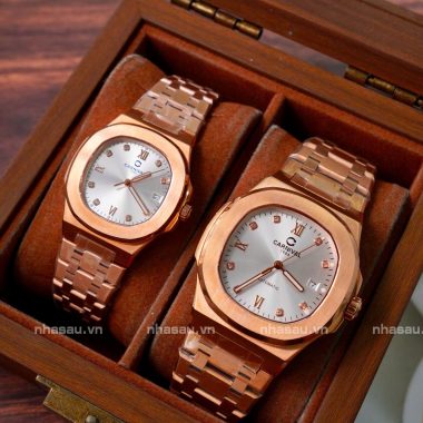 Đồng hồ Cặp Carnival Nam 8160G – Nữ 8160L RoseGold Mặt Trắng